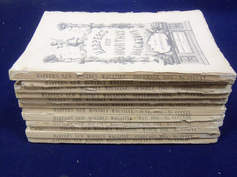 1884 HARPER'S MONTHLY MAGAZINE LOT 12 COMPLETE YEAR - HOWARD PYLE - ADS - WR 250