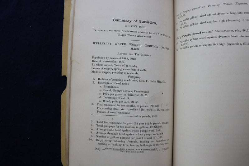 1888 WELLESLEY TOWN OFFICERS ANNUAL REPORT SOFTCOVER BOOK - K 906