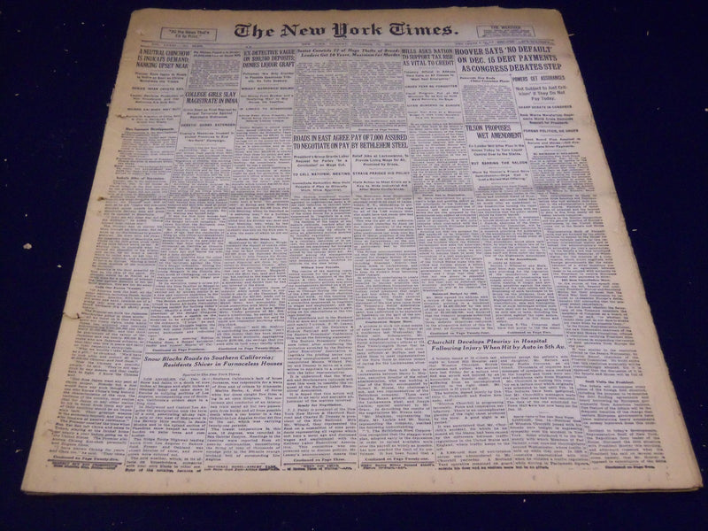 1931 DECEMBER 15 NEW YORK TIMES - TILSON PROPOSES WET AMENDMENT - NT 2175