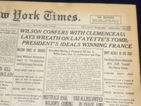 1918 DECEMBER 16 NEW YORK TIMES - WILSON CONFERS WITH CLEMENCEAU - NT 9185