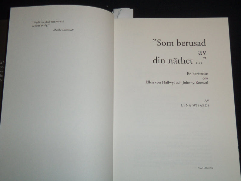 2003 SOM BERUSAD AV DIN NARHET HARDCOVER BOOK BY LENA WISAEUS - KD 5980J
