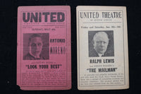 1920'S UNITED THEATRE MOVIE LISTINGS - LOT OF 3 - BROOKLYN, NEW YORK - K 2869