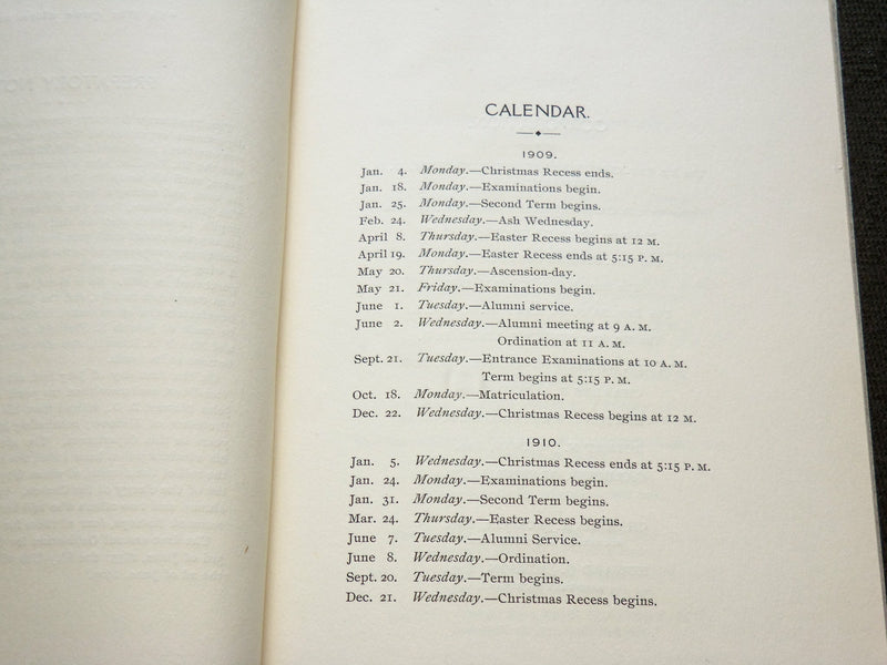1909 BERKELEY DIVINITY SCHOOL CATALOGUE - MIDDLETOWN, CONNECTICUT - J 6192
