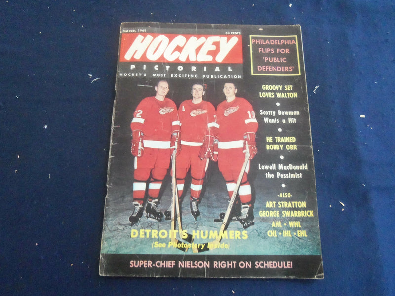 1968 MARCH HOCKEY PICTORIAL MAGAZINE - DETROIT REDWINGS COVER - ST 200T