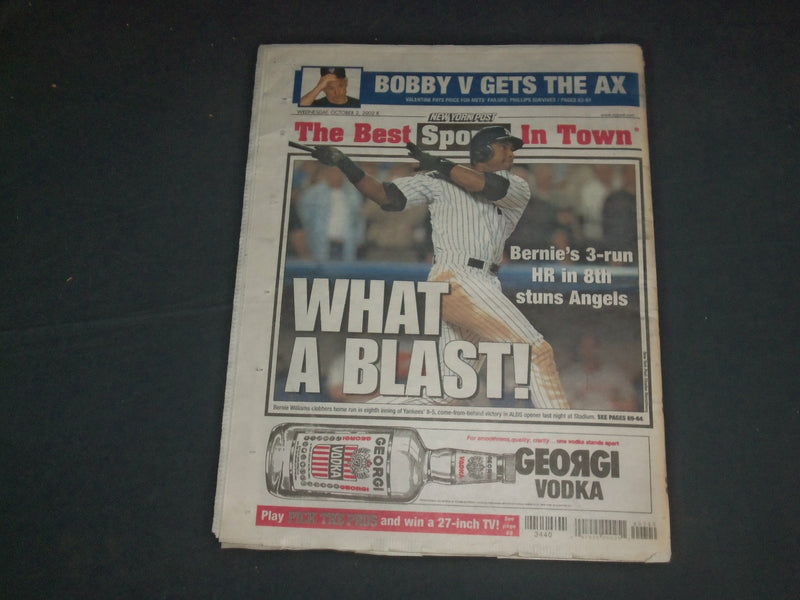 2002 OCTOBER 2 NEW YORK POST NEWSPAPER - METS FIRE BOBBY VALENTINE - NP 4146