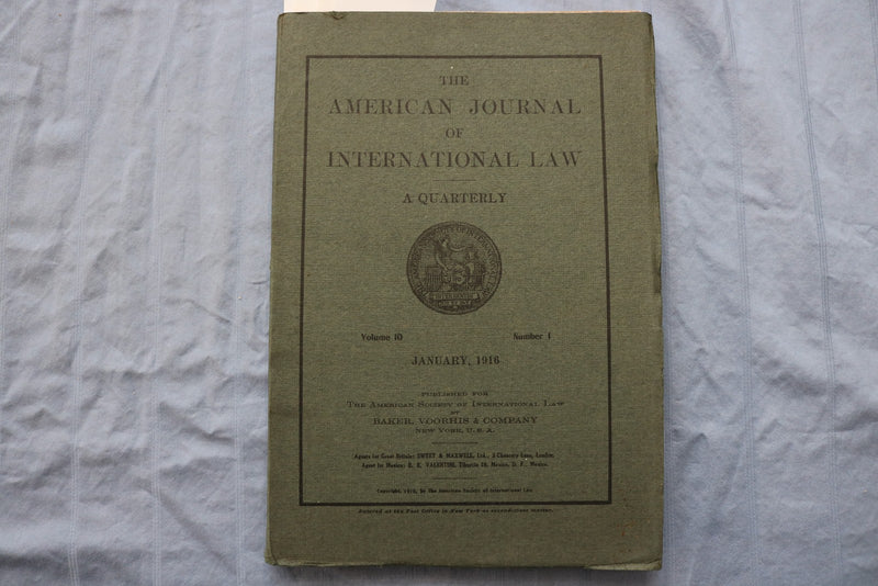 1916 JANUARY THE AMERICAN JOURNAL OF INTERNATIONAL LAW SOFTCOVER BOOK - K 3202