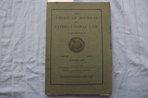 1916 JANUARY THE AMERICAN JOURNAL OF INTERNATIONAL LAW SOFTCOVER BOOK - K 3202