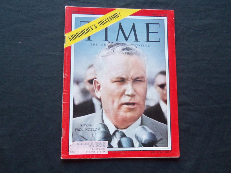 1959 JULY 13 TIME MAGAZINE - RUSSIA'S FROL KOZLOV - T 1698