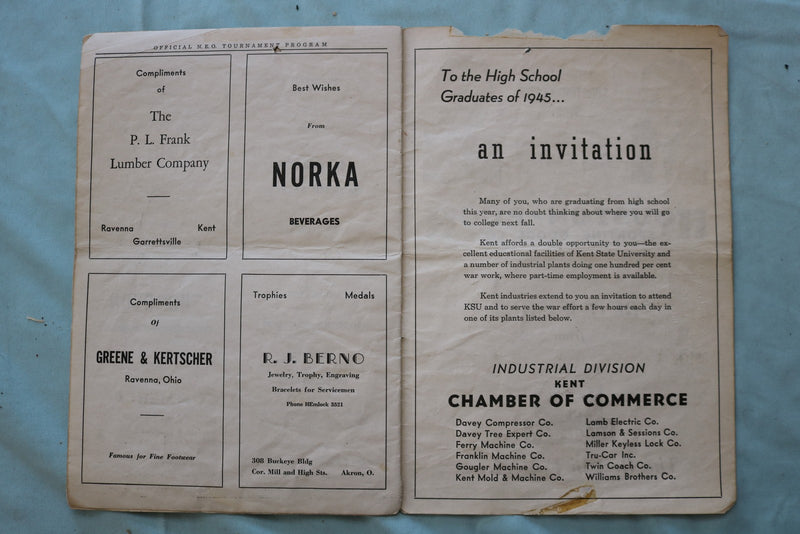 1945 OHIO HIGH SCHOOL ATHLETIC ASSOCIATION BASKETBALL PROGRAM - K 3317