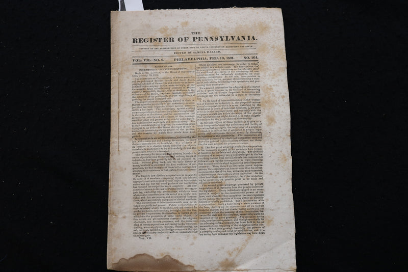 1831 THE REGISTER OF PENNSYLVANIA - LOT OF 2 - K 2479