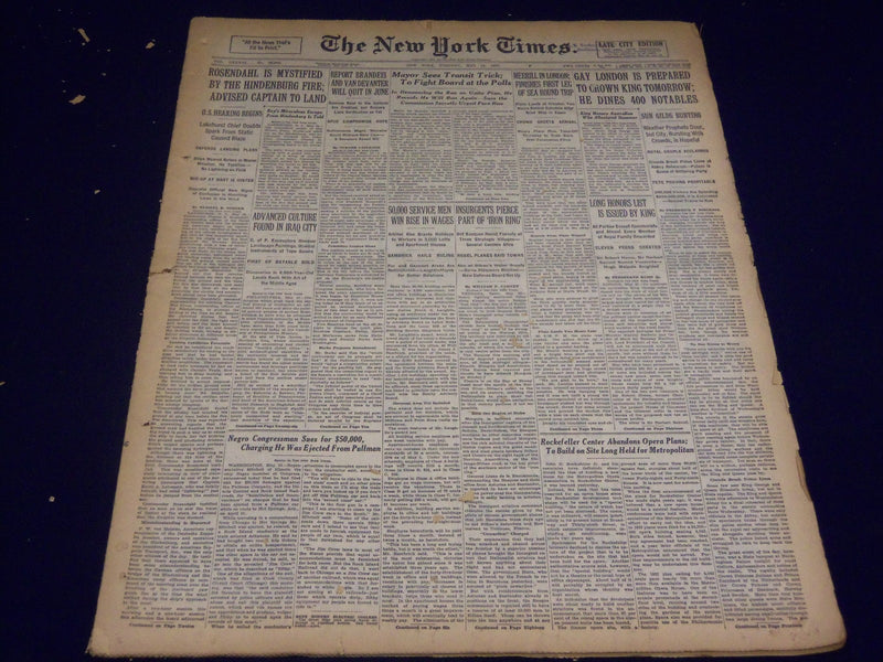 1937 MAY 11 NEW YORK TIMES - LONDON TO CROWN KING BRANDELS WILL QUIT - NT 481