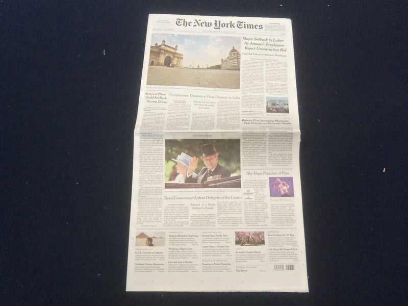 2021 APRIL 10 NEW YORK TIMES - PRINCE PHILIP AT AGE 99 AND DMX AT AGE 50, DIED