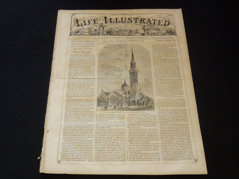 1857 NOVEMBER 7 LIFE ILLUSTRATED NEWSPAPER - DR. BELLOWS - ALL SOULS - NP 5911