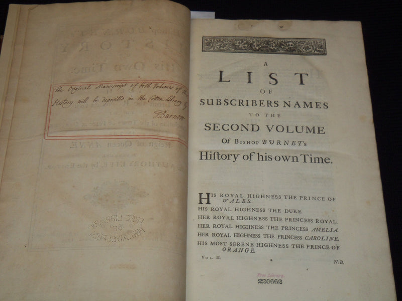 1724-1734 BISHOP BURNET'S HISTORY OF HIS OWN TIME VOLUME 1 & 2 - #12