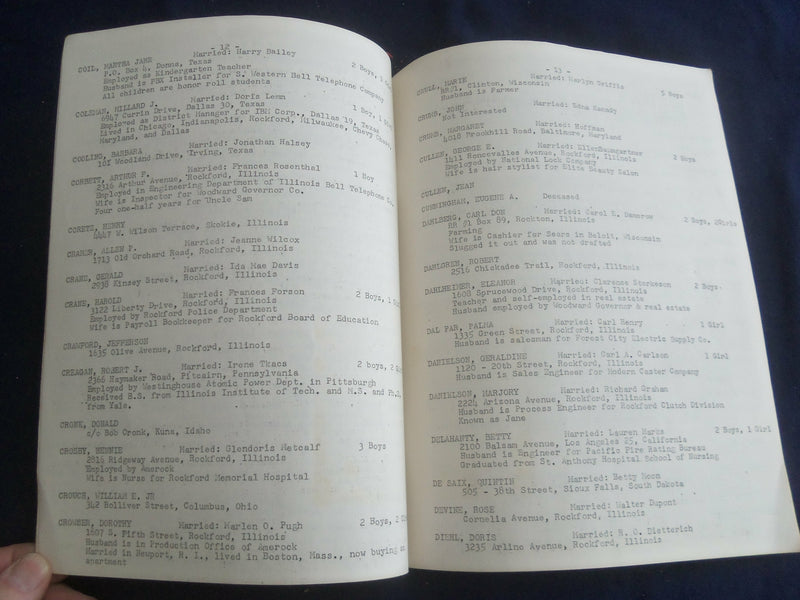 1937 ROCKFORD HIGH SCHOOL 25TH ANNIVERSARY REUNION 1962 - ROCKFORD, IL - YB 2720