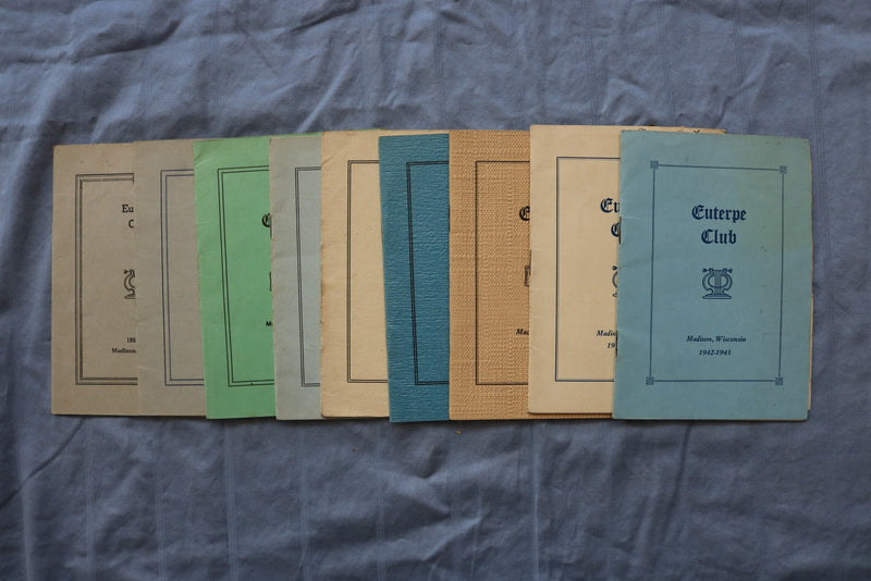 1942-1952 EUTERPE CLUB PROGRAMS - MADISON, WISCONSIN - LOT OF 9 - O 3865