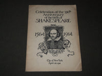 1914 APRIL 23 SHAKESPEARE 350TH ANNIVERSARY CELEBRATION BOOK - J 3161