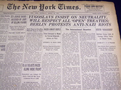 1941 MARCH 29 NEW YORK TIMES - BERLIN PROTESTS ANTI-NAZI RIOTS - NT 1236
