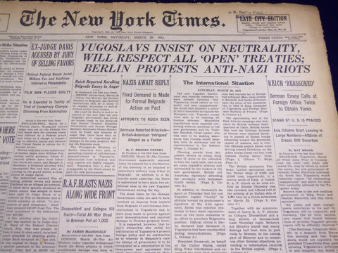 1941 MARCH 29 NEW YORK TIMES - BERLIN PROTESTS ANTI-NAZI RIOTS - NT 1236
