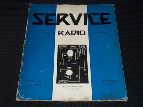 1937 OCTOBER SERVICE MAGAZINE - A-V-C SUPPRESSOR GRID FRONT COVER - E 6281