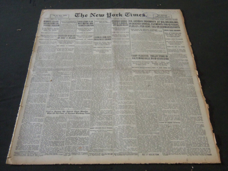 1921 JANUARY 29 NEW YORK TIMES - GERMAN INDEMNITY $5,500,000,000 - NT 5508