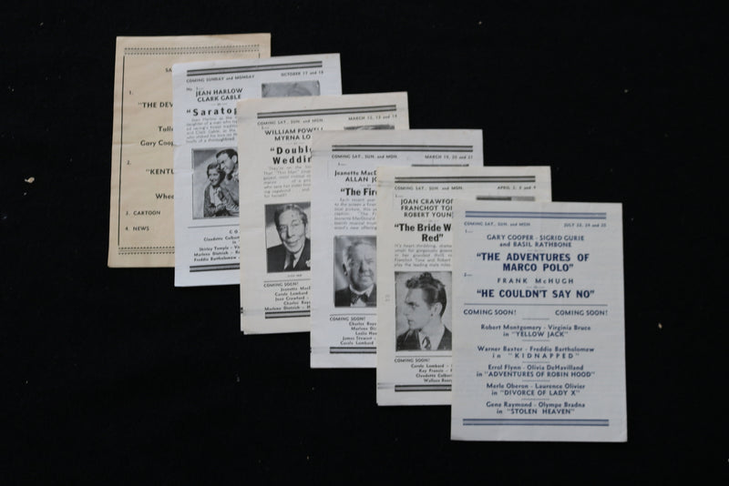 1935-1938 EDISON THEATRE MOVIE PROGRAMS - LOT OF 6 - K 1972