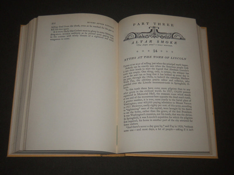 1941 MYTHS AFTER LINCOLN BY LLOYD LEWIS READERS CLUB EDITION BOOK - KD 4425