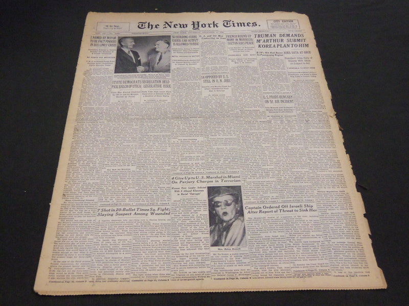 1952 DEC 11 NEW YORK TIMES - TRUMAN DEMANDS M'ARTHUR KOREA PLAN - NT 4585
