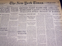 1940 DECEMBER 21 NEW YORK TIMES - BRITISH FLEET RAIDS ADRIATIC - NT 2538