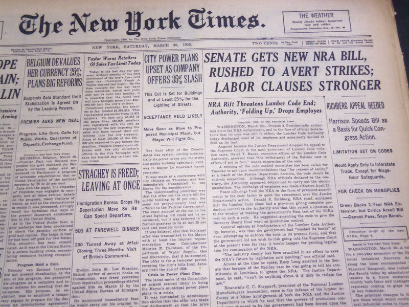 1935 MARCH 30 NEW YORK TIMES - SENATE GETS NEW NRA BILL - NT 4919