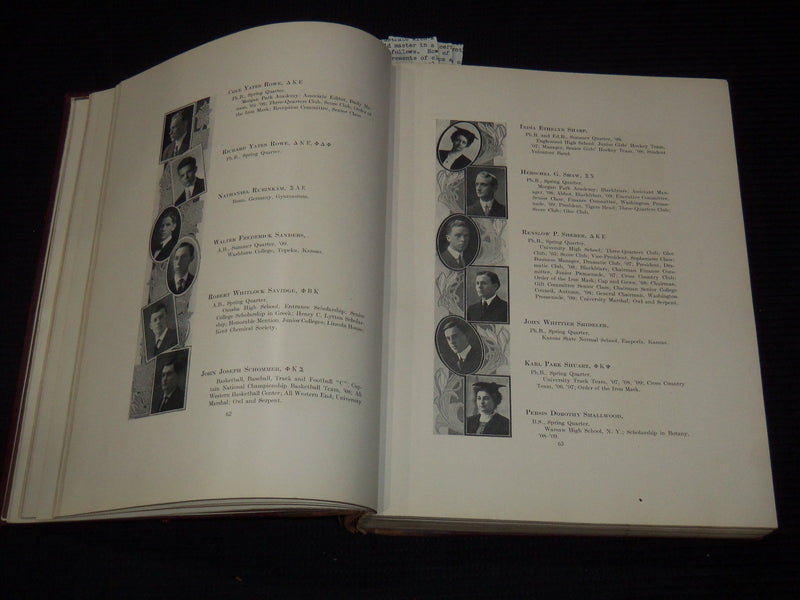 1909 UNIVERSITY OF CHICAGO YEARBOOK - GREAT PHOTOS - YB 1954