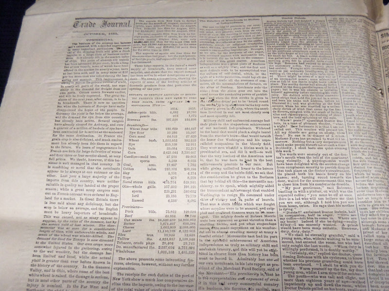 1855 OCTOBER 29 THE TRADE JOURNAL NEWSPAPER - WEBSTER - MURAT - NP 3879K