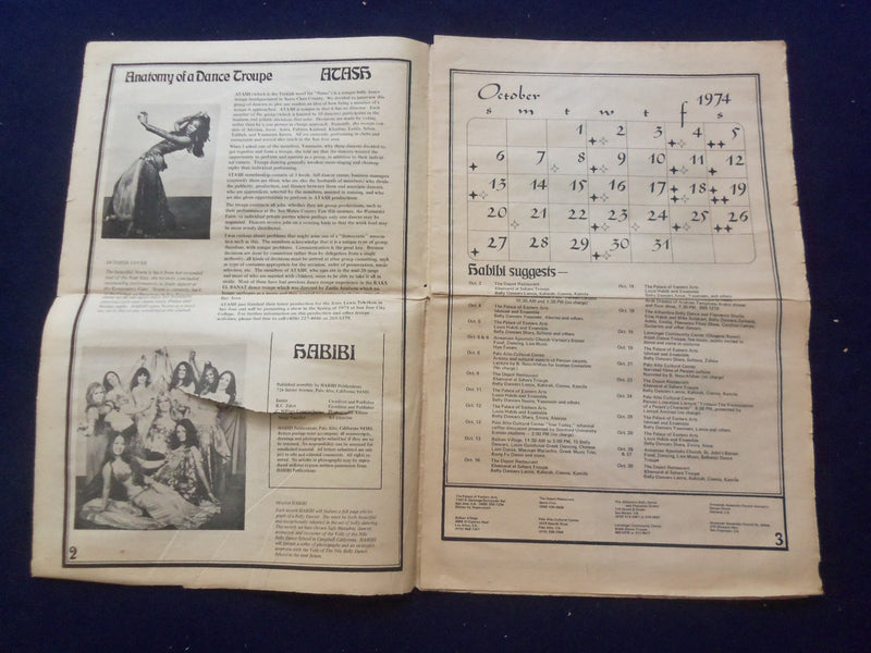1974 OCTOBER HABIBI NEWSPAPER - VOLUME 1, NUMBER 1 -MIDDLE EASTERN DANCE-NP 6843