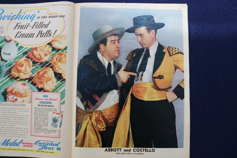 1941 JULY 20 SUNDAY NEWS PICTURE - GINGER ROGERS - ABBOTT & COSTELLO - E 22724