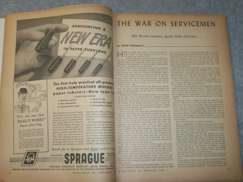 1948 FEBRUARY RADIO CRAFT MAGAZINE - J 6299