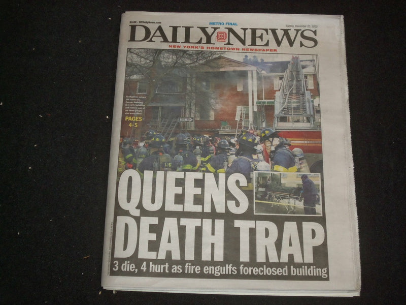 2020 DECEMBER 20 NEW YORK DAILY NEWS NEWSPAPER - QUEENS DEATH TRAP HOUSE FIRE