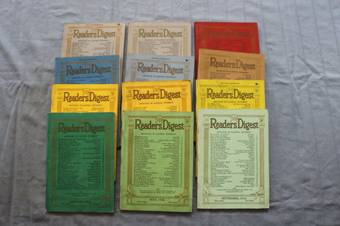 1934 READER'S DIGEST MAGAZINE - LOT OF 12 - COMPLETE YEAR - O 3341