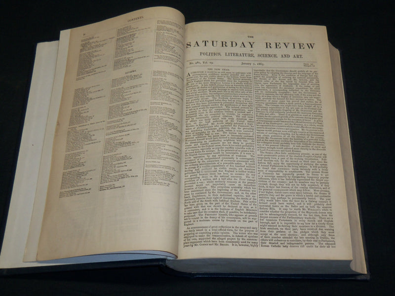 1865 JANUARY-JUNE SATURDAY REVIEW BOUND VOLUME - PUBLISHED IN LONDON - KD 2010D