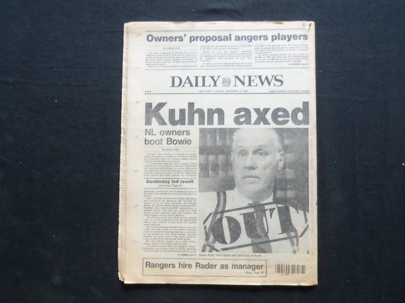 1982 NOVEMBER 2 NY DAILY NEWS NEWSPAPER - PULITZER TRIAL - KUHN AXED - NP 2469