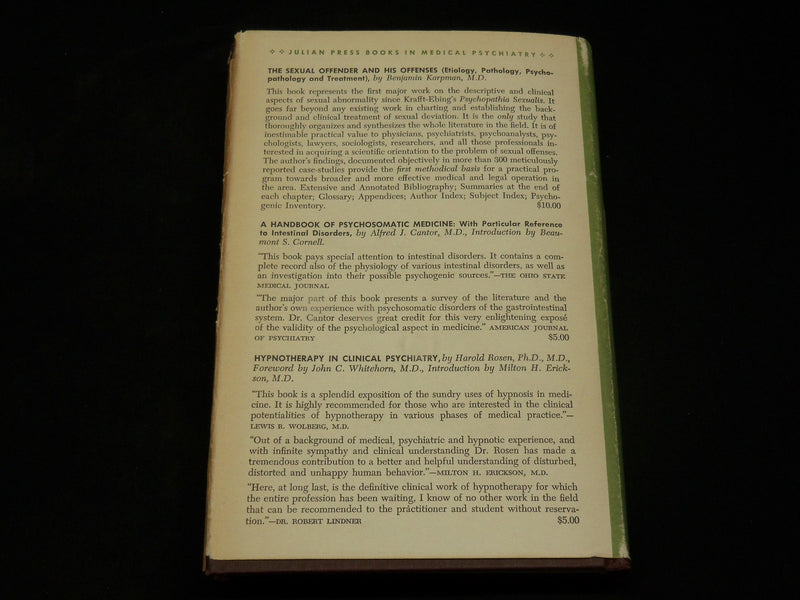 1954 THERAPEUTIC ABORTION BOOK EDITED BY HAROLD ROSEN M. D. - KD 2765L