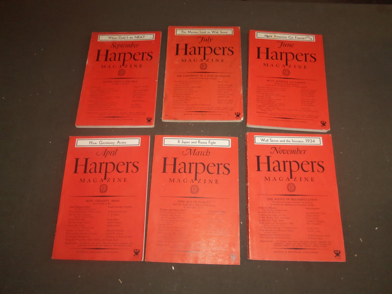 1934-39 HARPER'S MONTHLY MAGAZINE - LOT OF 19- STORIES & ILLUSTRATIONS- WR 1000A