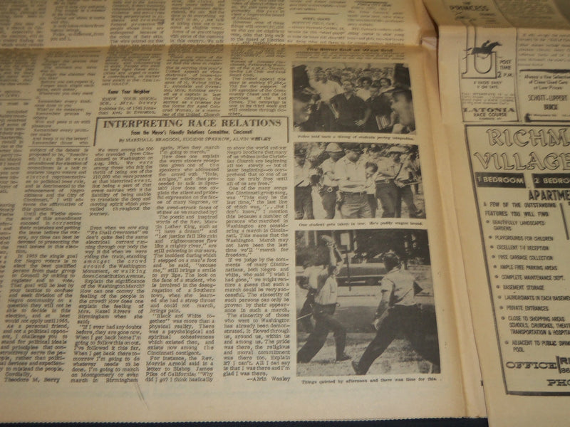 1963 SEPT 20 CINCINNATI HERALD NEWSPAPER - NATION SHOCKED OVER BOMBING - NP 4397