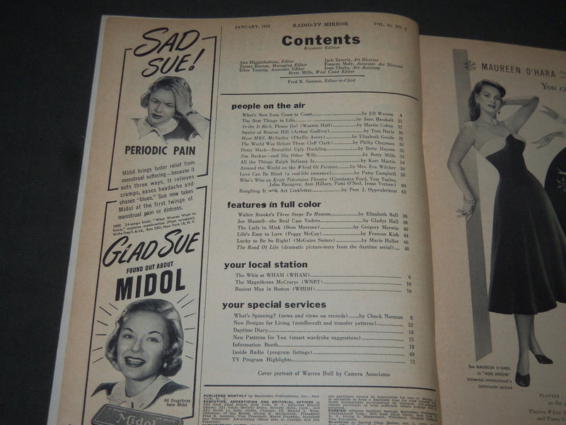 1954 JANUARY RADIO-TV MIRROR MAGAZINE - WARREN HULL COVER - ST 4997