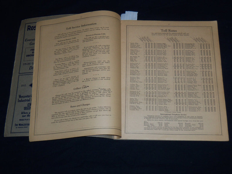 1931 WINTER & SPRING WORCESTER TELEPHONE DIRECTORY BOOK - J 8805