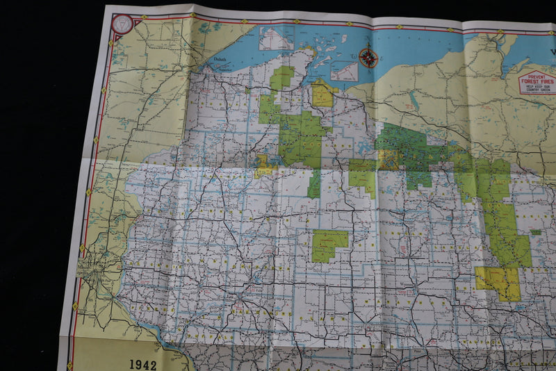 1942 WISCONSIN OFFICIAL HIGHWAY MAP - K 1984