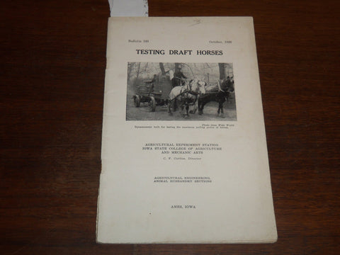 1926 OCTOBER TESTING DRAFT HORSES BULLETIN #240 - IOWA STATE COLLEGE - K 1122