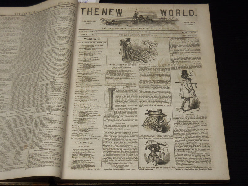 1842 JAN-JUL THE NEW WORLD JOURNAL BOUND VOLUME - DICKENS - LONGFELLOW - R 731P