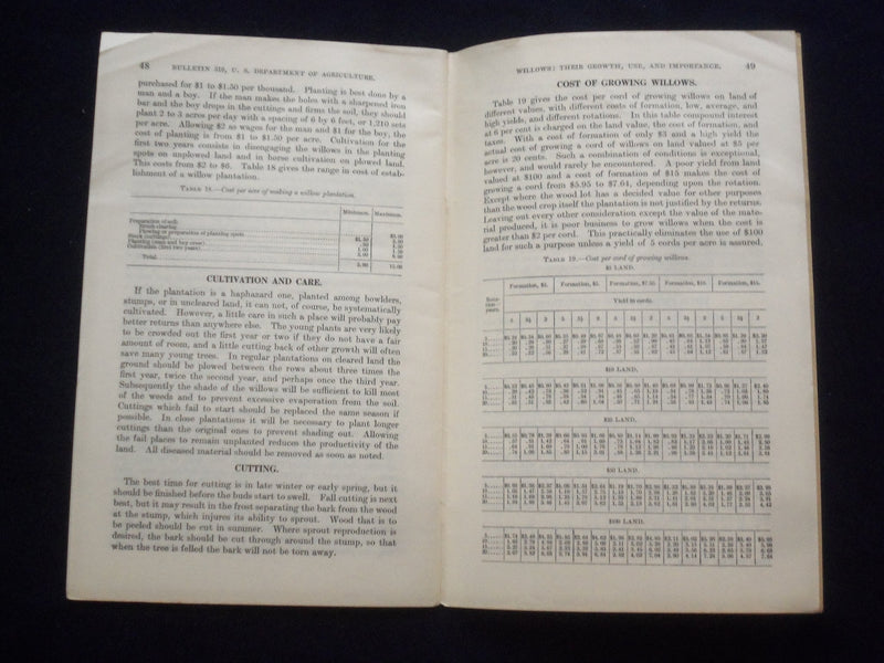 1915 DECEMBER WILLOWS: THEIR GROWTH, USE, AND IMPORTANCE SOFTCOVER BOOK - J 9618