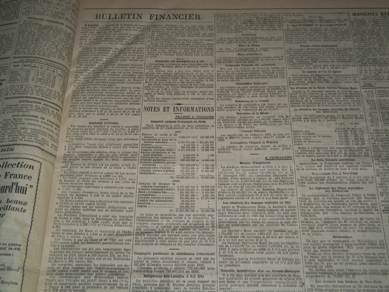 1932 JANUARY-MARCH LE TEMPS FRENCH NEWSPAPER BOUND VOLUME - VB 6