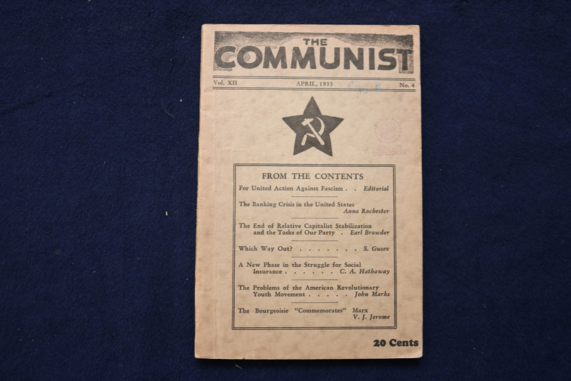 1933 APRIL THE COMMUNIST MONTHLY PERIODICAL - K 486